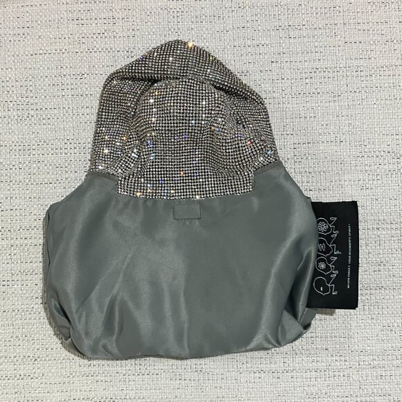 KARA Mini Crystal Mesh Armpit Bag in White (small rip in mesh) + Dust Bag - Picture 8 of 11